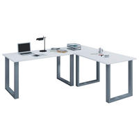 ECKSCHREIBTISCH 220/160/76 cm  in Silberfarben, Weiß  - Silberfarben/Weiß, MODERN, Holzwerkstoff/Metall (220/160/76cm) - MID.YOU
