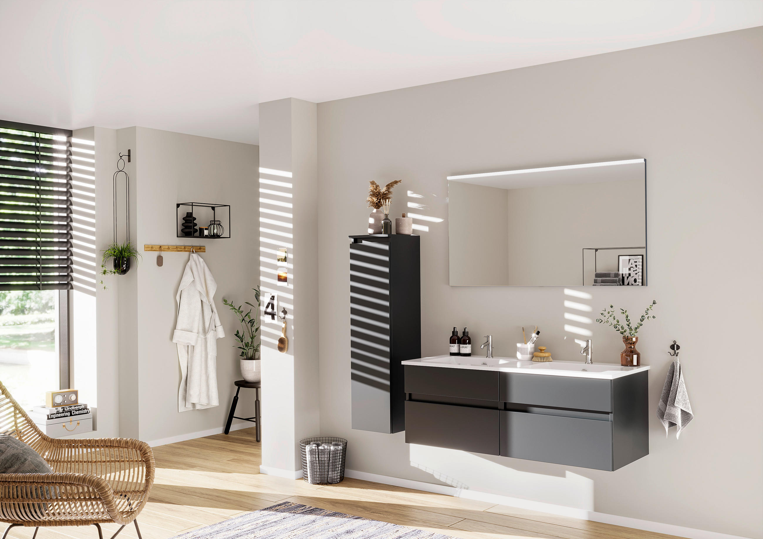BADEZIMMER  in 120 cm  - Dunkelgrau/Weiß, KONVENTIONELL, Keramik/Holzwerkstoff (120cm) - Puris