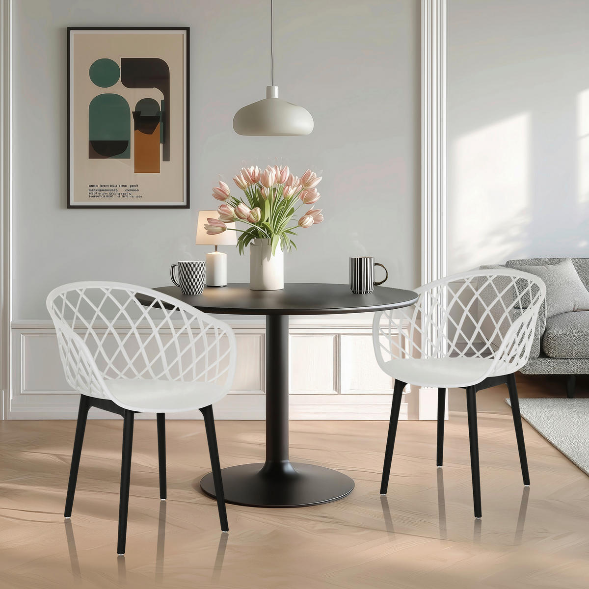 BESUCHERSTUHL  in Weiß  - Schwarz/Weiß, MODERN, Kunststoff (57/76/53cm) - MID.YOU