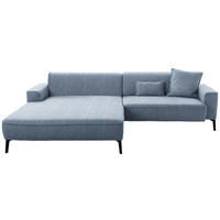 ECKSOFA in Flachgewebe Blau  - Blau/Schwarz, Design, Textil/Metall (190/285cm) - Johann Jakob