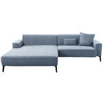 ECKSOFA in Flachgewebe Blau  190/285 cm  - Blau/Schwarz, Design, Textil/Metall (190/285cm) - Johann Jakob
