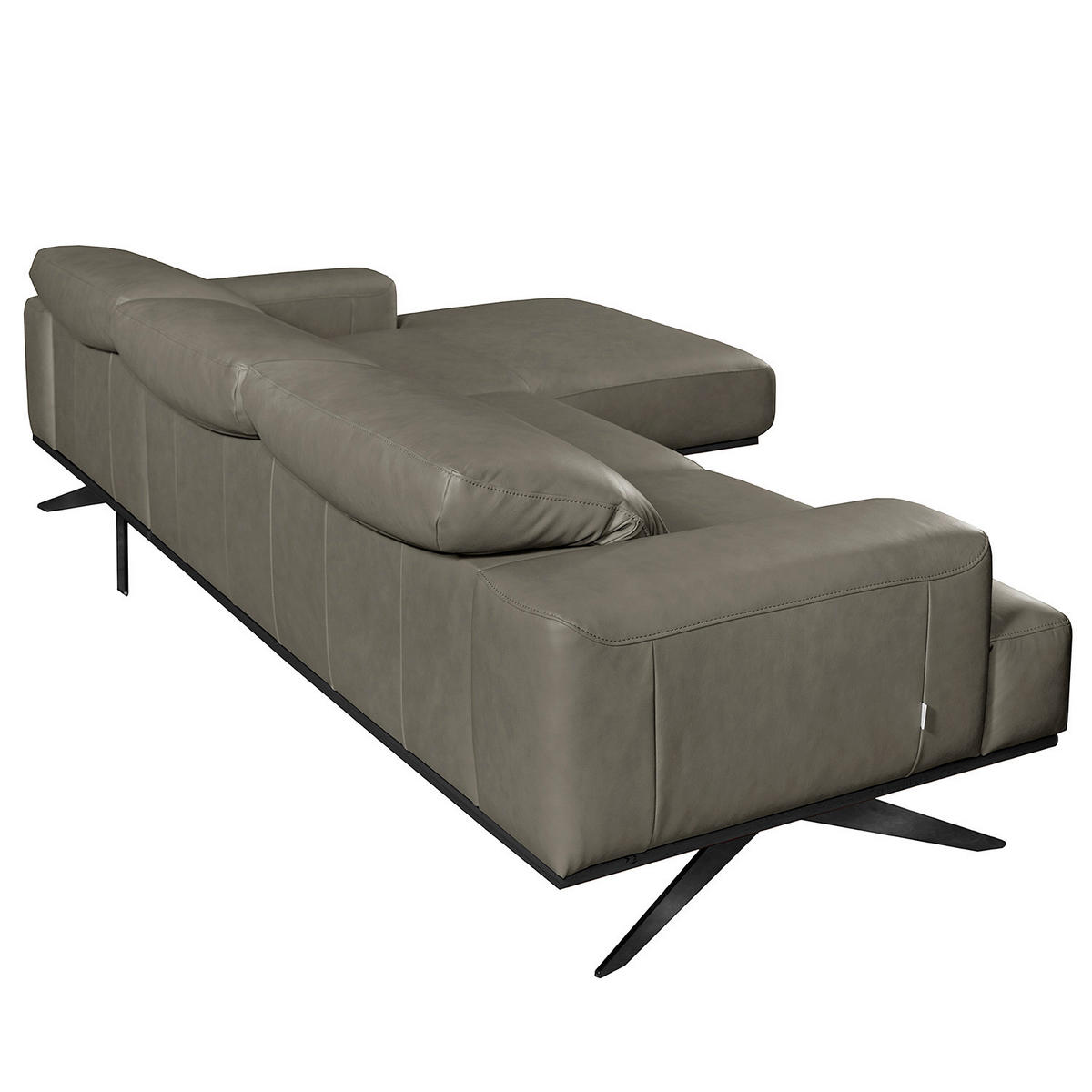 ECKSOFA  in Echtleder Grau  295/187 cm  - Schwarz/Grau, Design, Leder/Metall (295/187cm) - Livetastic