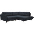 ECKSOFA in Flachgewebe, Leinenoptik Dunkelblau  - Schwarz/Dunkelblau, Design, Textil/Metall (247/208cm) - Xora