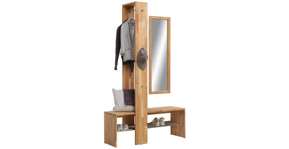 Garderobe Eiche massiv - Natur, Glas/Holz (120/200/39cm) - Linea Natura