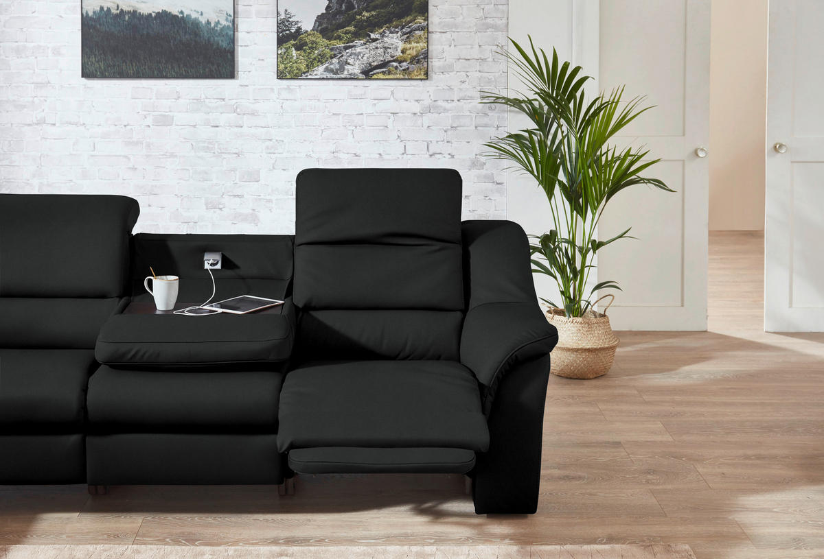 ECKSOFA  in Echtleder Schwarz  260/324 cm  - Schwarz, KONVENTIONELL, Leder/Kunststoff (260/324cm) - Cantus