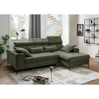 ECKSOFA Chenille Dunkelgrün  - Dunkelgrün/Schwarz, Basics, Textil/Metall (270/186cm) - Livetastic