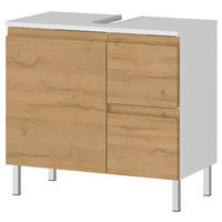 WASCHBECKENUNTERSCHRANK 60/56/34 cm  - Chromfarben/Eichefarben, MODERN, Holzwerkstoff/Metall (60/56/34cm) - Germania