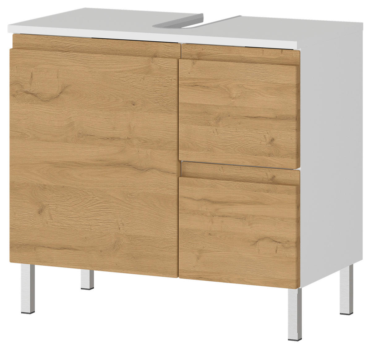 WASCHBECKENUNTERSCHRANK 60/56/34 cm  - Chromfarben/Eichefarben, MODERN, Holzwerkstoff/Metall (60/56/34cm) - Germania