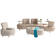 GARTENSET 7-teilig - Taupe/Beige, Design, Holzwerkstoff/Metall - Amatio