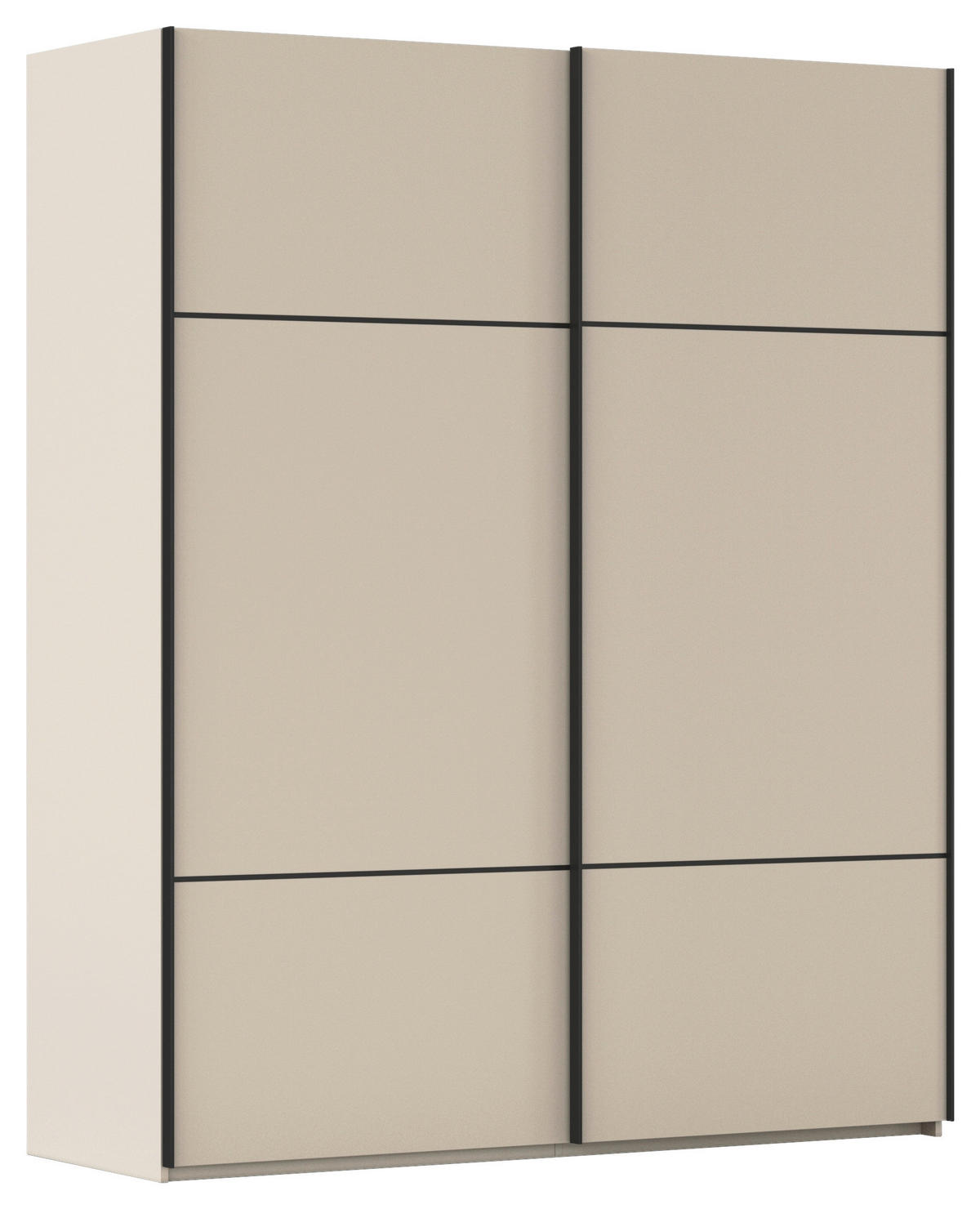 SCHWEBETÜRENSCHRANK  in Champagner  - Champagner/Schwarz, KONVENTIONELL, Holzwerkstoff/Metall (181/223/68cm) - Novel