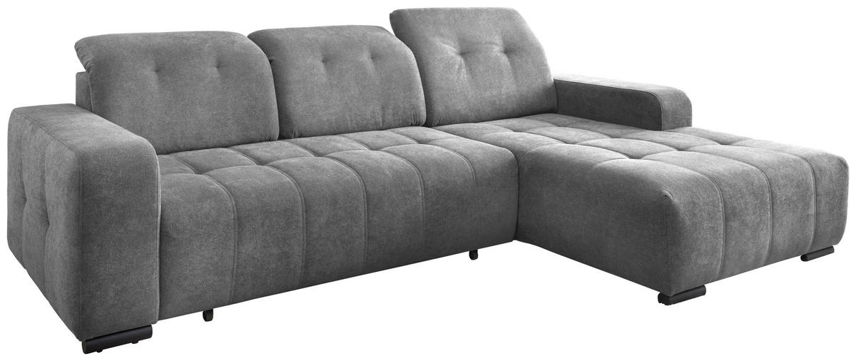 ECKSOFA Chenille Dunkelgrau  - Dunkelgrau/Schwarz, Modern, Textil/Metall (185/292cm) - Livetastic