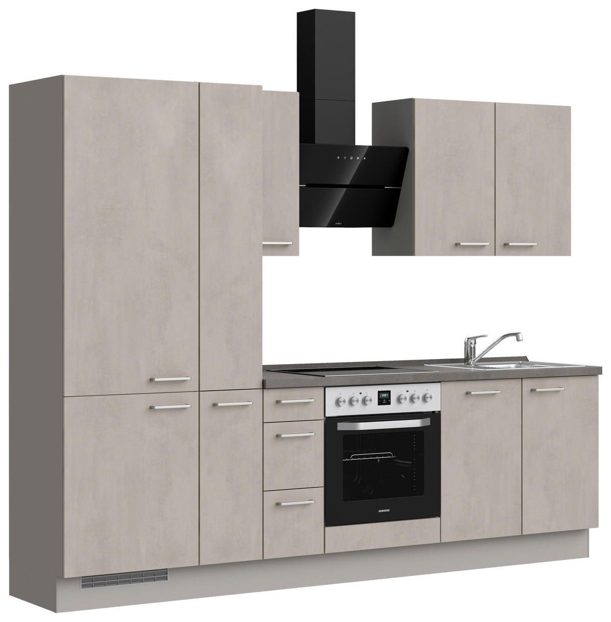 KÜCHENLEERBLOCK Riva 270 cm  in Grau, Schieferfarben, Hellgrau  - Schieferfarben/Edelstahlfarben, MODERN, Holzwerkstoff/Metall (270cm) - Nobilia