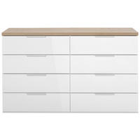 ŠIROKÁ KOMODA, dub artisan, vysoce lesklá bílá, 136/82/44 cm - bílá/černá, Basics, kov/kompozitní dřevo (136/82/44cm) - Carryhome