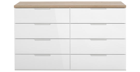 SIDEBOARD Eiche Artisan, Weiß Hochglanz  - Weiß Hochglanz/Schwarz, Basics, Holzwerkstoff/Kunststoff (136/82/44cm) - Carryhome