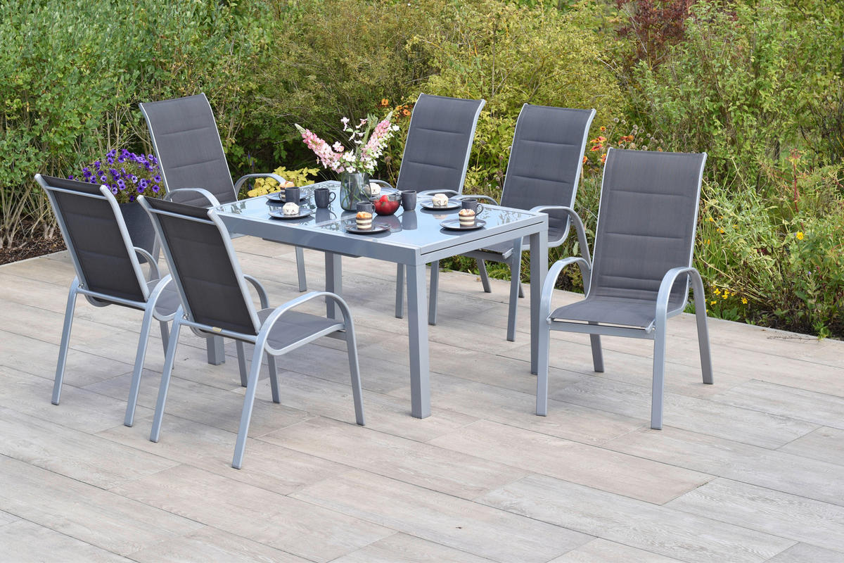 GARTENSET Aluminium  - Anthrazit/Silberfarben, MODERN, Textil/Metall - Gardenson
