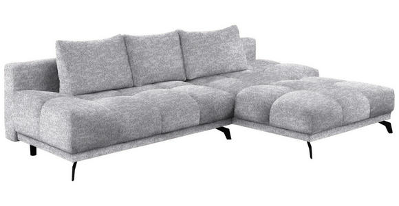 ECKSOFA in Chenille Grau  - Schwarz/Grau, MODERN, Textil/Metall (290/182cm) - Hom`in