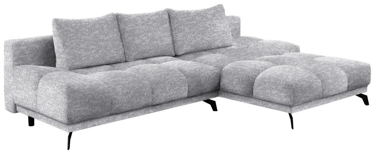 ECKSOFA Grau Chenille  - Schwarz/Grau, MODERN, Textil/Metall (290/182cm) - Hom`in