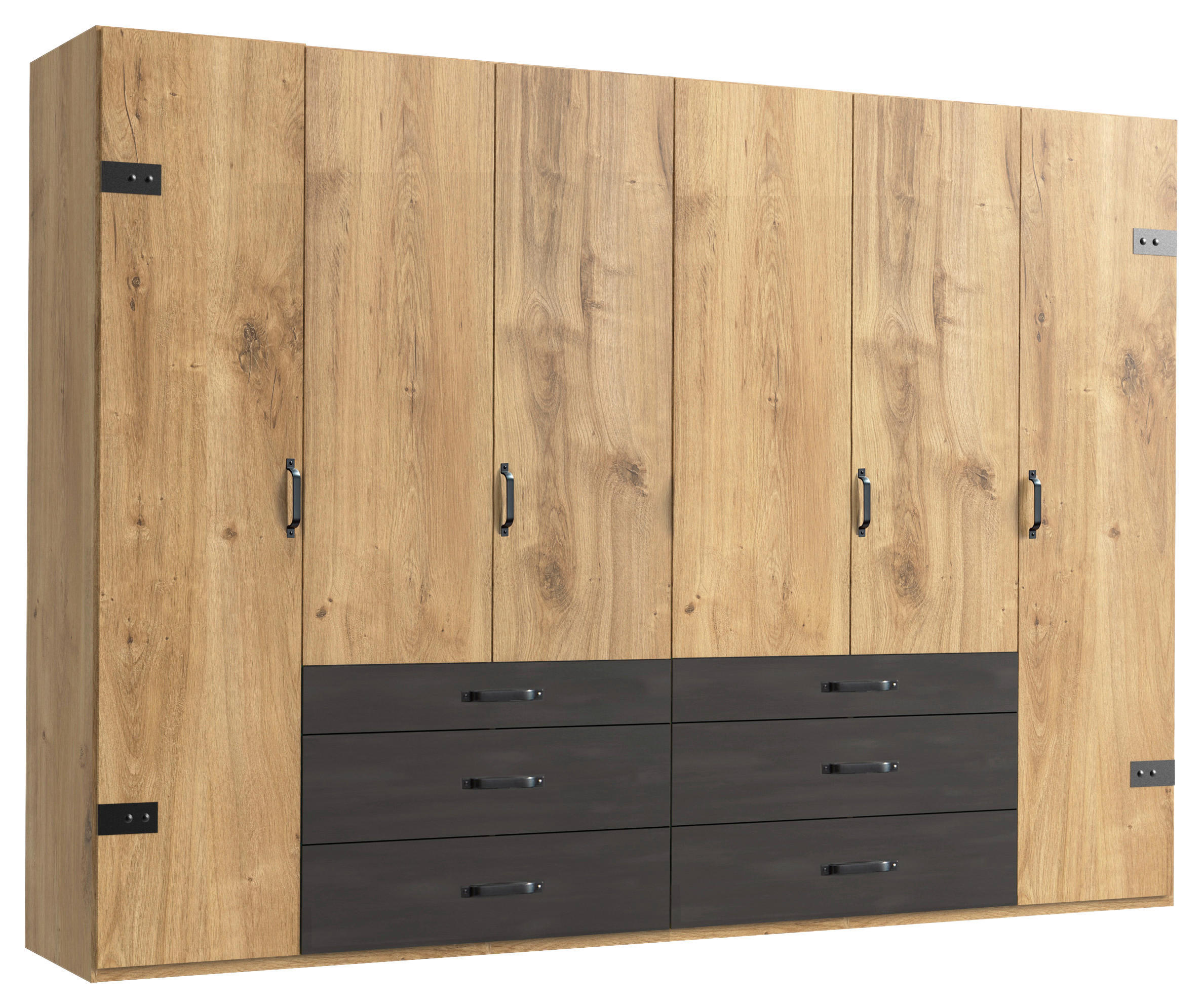 Mid.you Drehtürenschrank Wimex Detroit Graphit, Eiche 300x216x58 cm