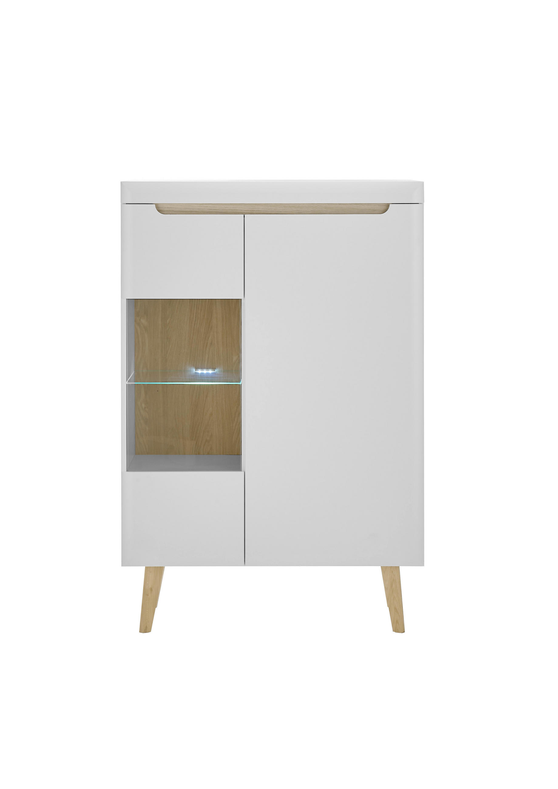 Mid.you Vitrine Weiß, Eiche 90x134x40 cm