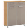 SCHUHSCHRANK Eiche furniert Taupe, Eiche Bianco  - Taupe/Chromfarben, Design, Glas/Holz (84/108/37cm)