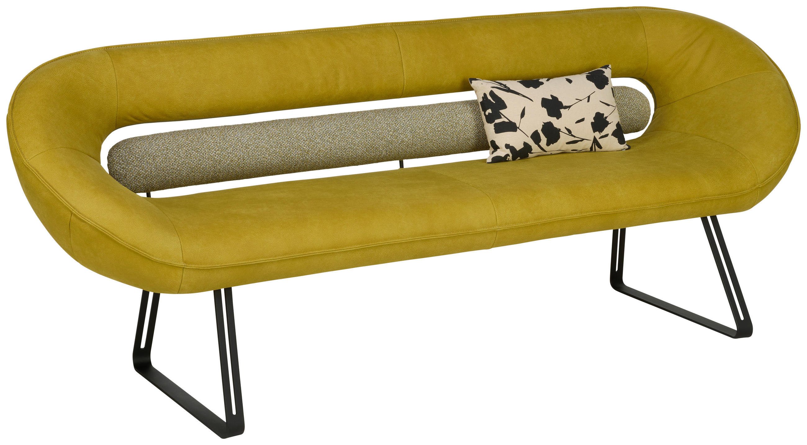 SITZBANK 220/89/68 cm  in Grün, Schwarz  - Beige/Schwarz, Design, Leder/Textil (220/89/68cm) - Koinor