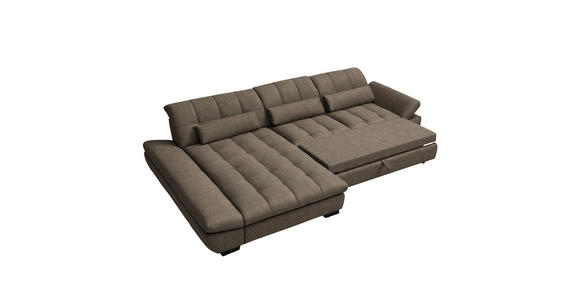 ECKSOFA  in Flachgewebe Braun  204/341 cm  - Schwarz/Braun, Design, Textil/Metall (204/341cm) - Xora