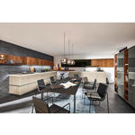 EINBAUKÜCHE   - Nussbaumfarben/Grau, Design, Holzwerkstoff/Stein - Dieter Knoll