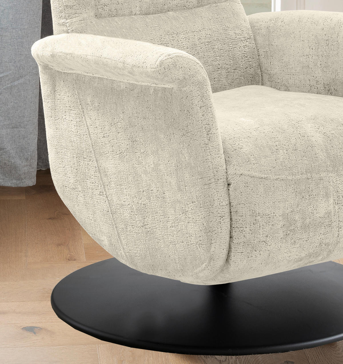 RELAXSESSEL Textil Creme  - Creme/Schwarz, Modern, Textil/Metall (72/118/85-165cm) - Livetastic