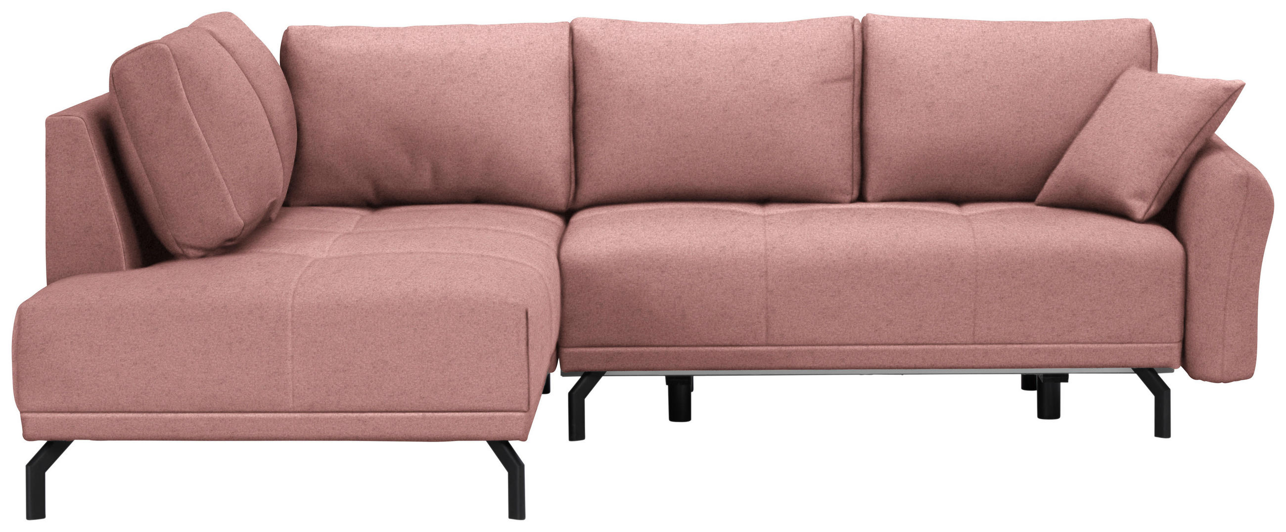 ECKSOFA Altrosa Samt  - Schwarz/Altrosa, LIFESTYLE, Textil/Metall (191/250cm) - Carryhome