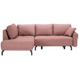 ECKSOFA in Samt Altrosa  - Schwarz/Altrosa, LIFESTYLE, Textil/Metall (191/250cm) - Carryhome