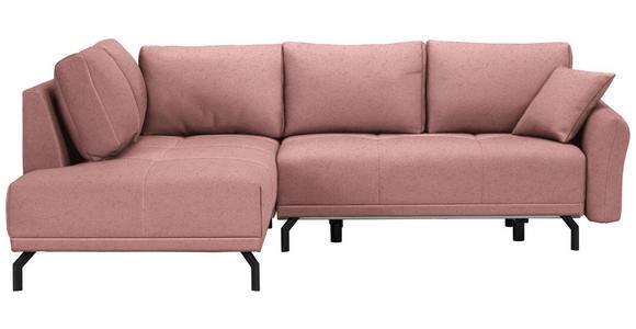 ECKSOFA in Samt Altrosa  - Schwarz/Altrosa, LIFESTYLE, Textil/Metall (191/250cm) - Carryhome