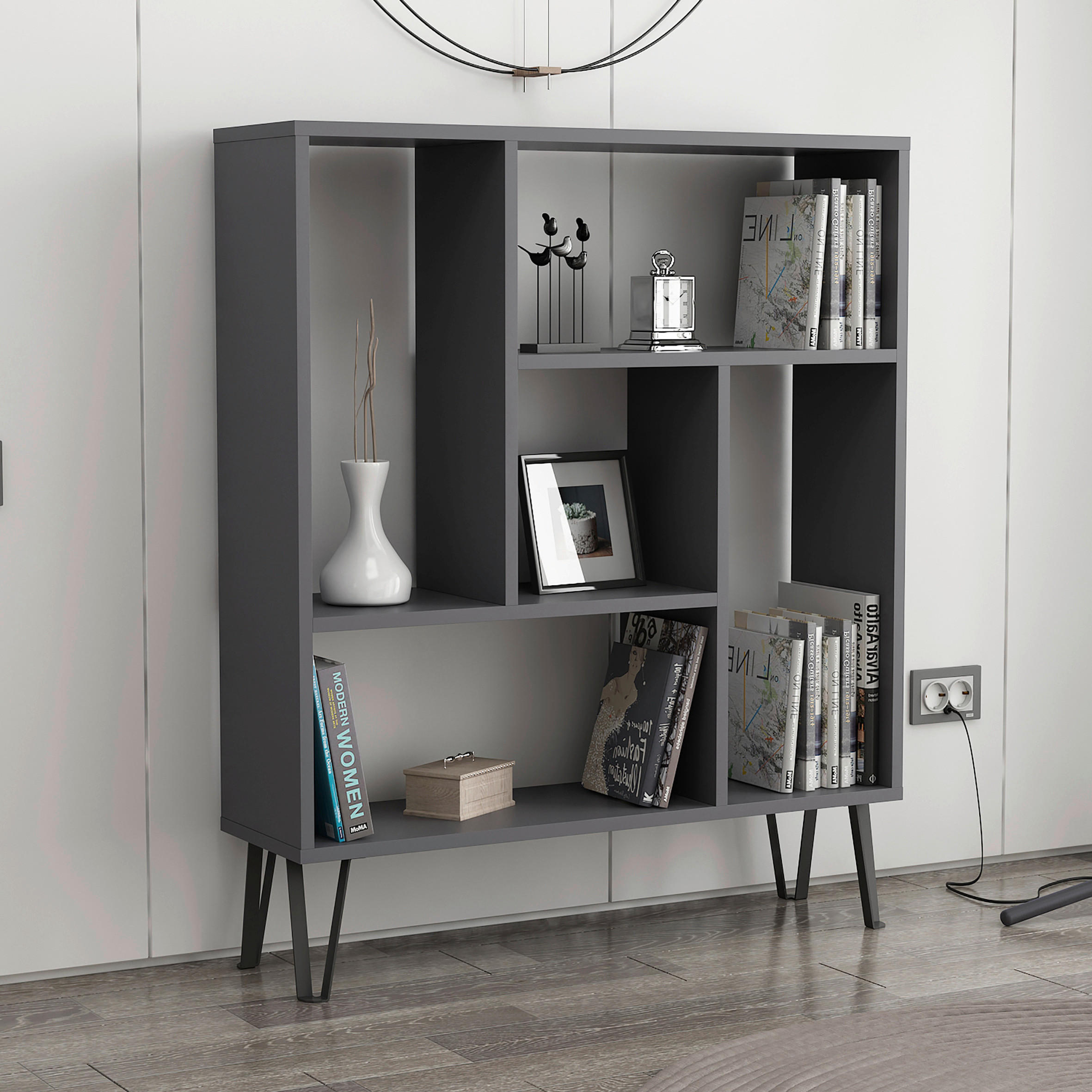 REGAL Anthrazit  - Anthrazit, Design, Holzwerkstoff (90/107,8/25cm) - Livetastic