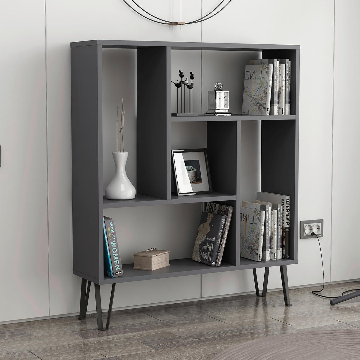REGAL  90/107,8/25 cm Anthrazit  - Anthrazit, Design, Holzwerkstoff (90/107,8/25cm) - Livetastic
