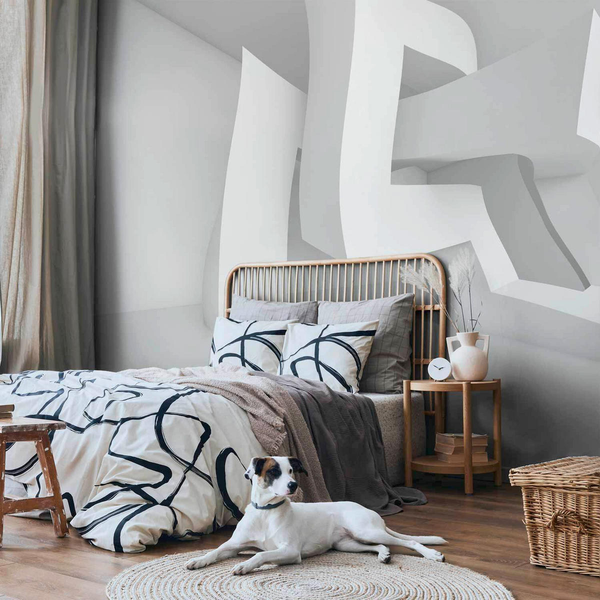 FOTOTAPETE  - Grauweiß/Weiß, LIFESTYLE, Textil (300/210cm) - artgeist