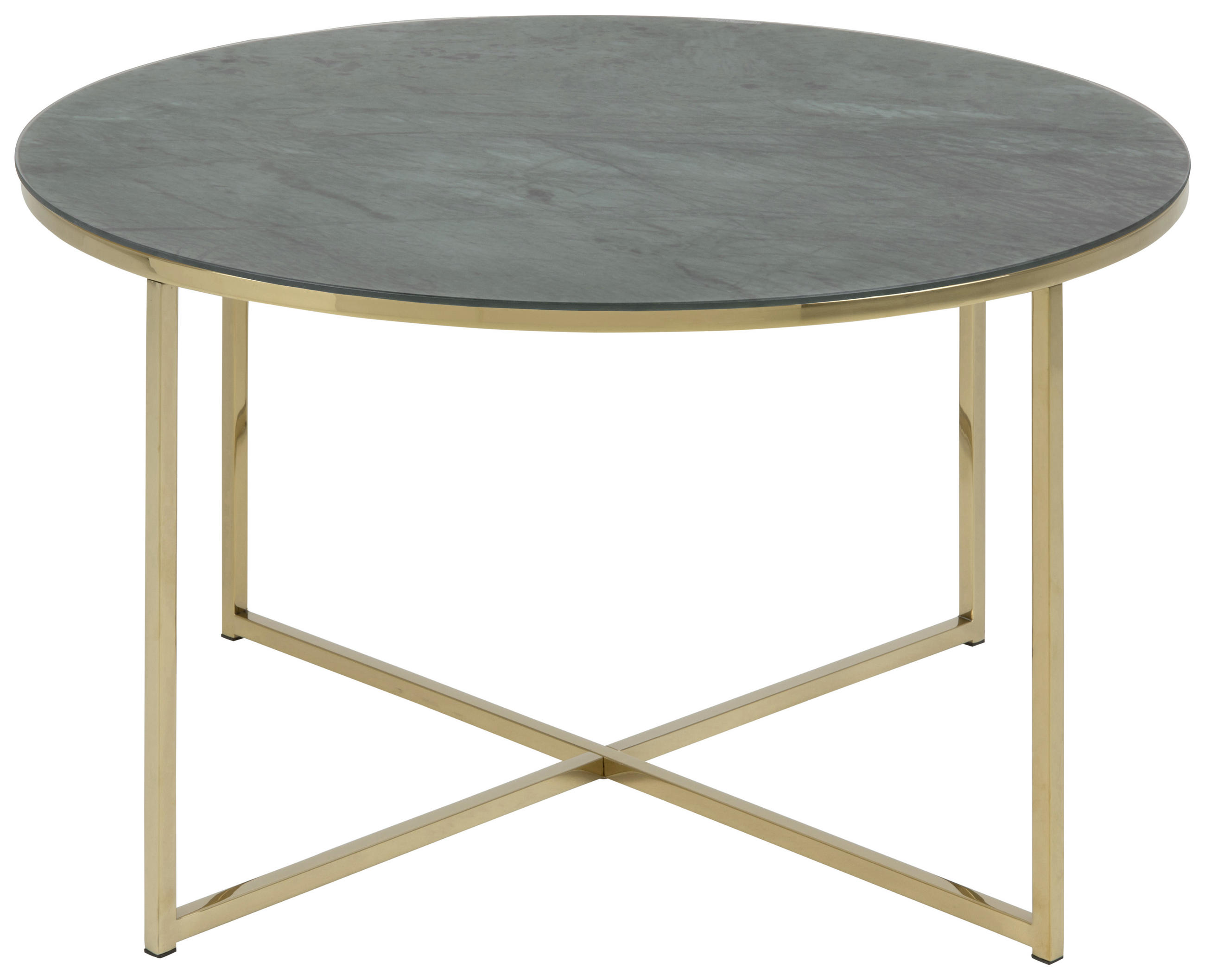 COUCHTISCH rund Grau, Grün, Goldfarben 80/80/45 cm  - Goldfarben/Grau, Trend, Glas/Metall (80/80/45cm) - Livetastic
