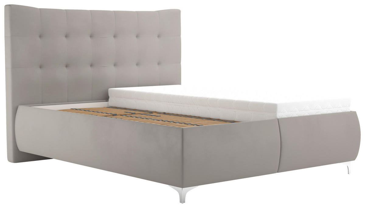 KÁRPITOZOTT ÁGY 160/200 cm  ezüst  - ezüst, Modern, műanyag/faalapú anyag (160/200cm) - Cantus