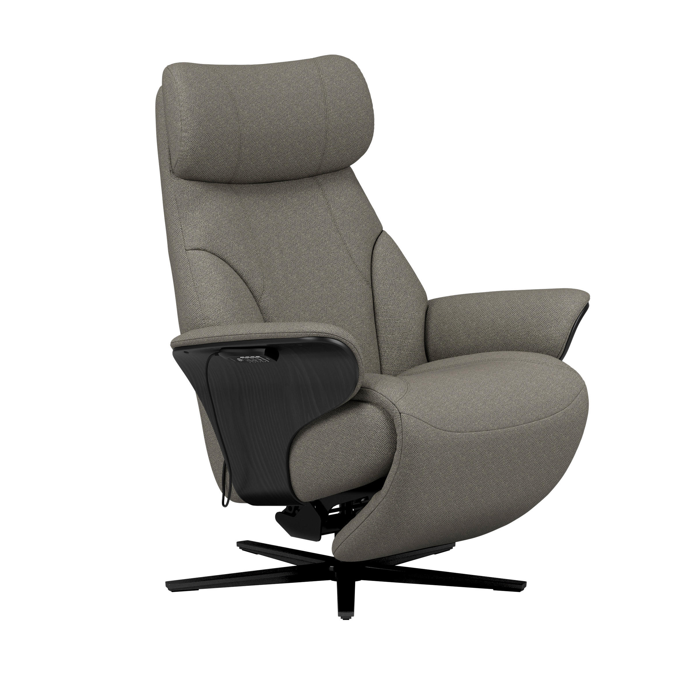 RELAXSESSEL Flachgewebe Relaxfunktion, Kopfteilverstellung, Fußteilverstellung, Rücken echt    - Schwarz/Grau, Design, Holz/Textil (86/116/87cm) - Stressless