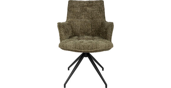 ARMLEHNSTUHL  in Eisen Chenille  - Schwarz/Olivgrün, Design, Holz/Textil (59/89,5/63cm) - Novel