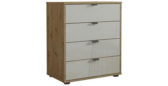 KOMMODE  in 40/70/43 cm  - Schieferfarben/Eiche Bianco, KONVENTIONELL, Glas/Holzwerkstoff (40/70/43cm) - Dieter Knoll