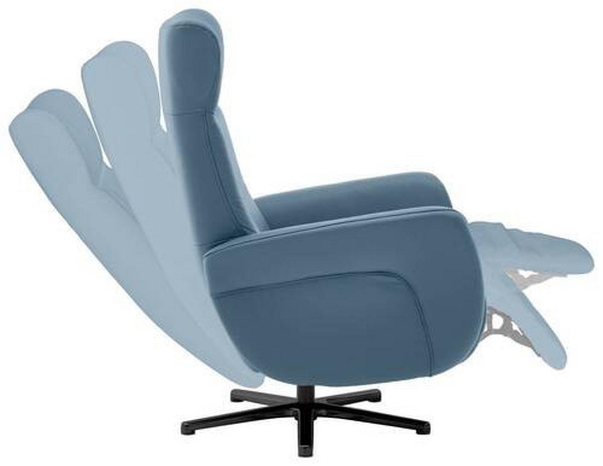 RELAXSESSEL in Leder Blau  - Blau/Schwarz, Design, Leder/Metall (76/112/83cm) - Beldomo Speed