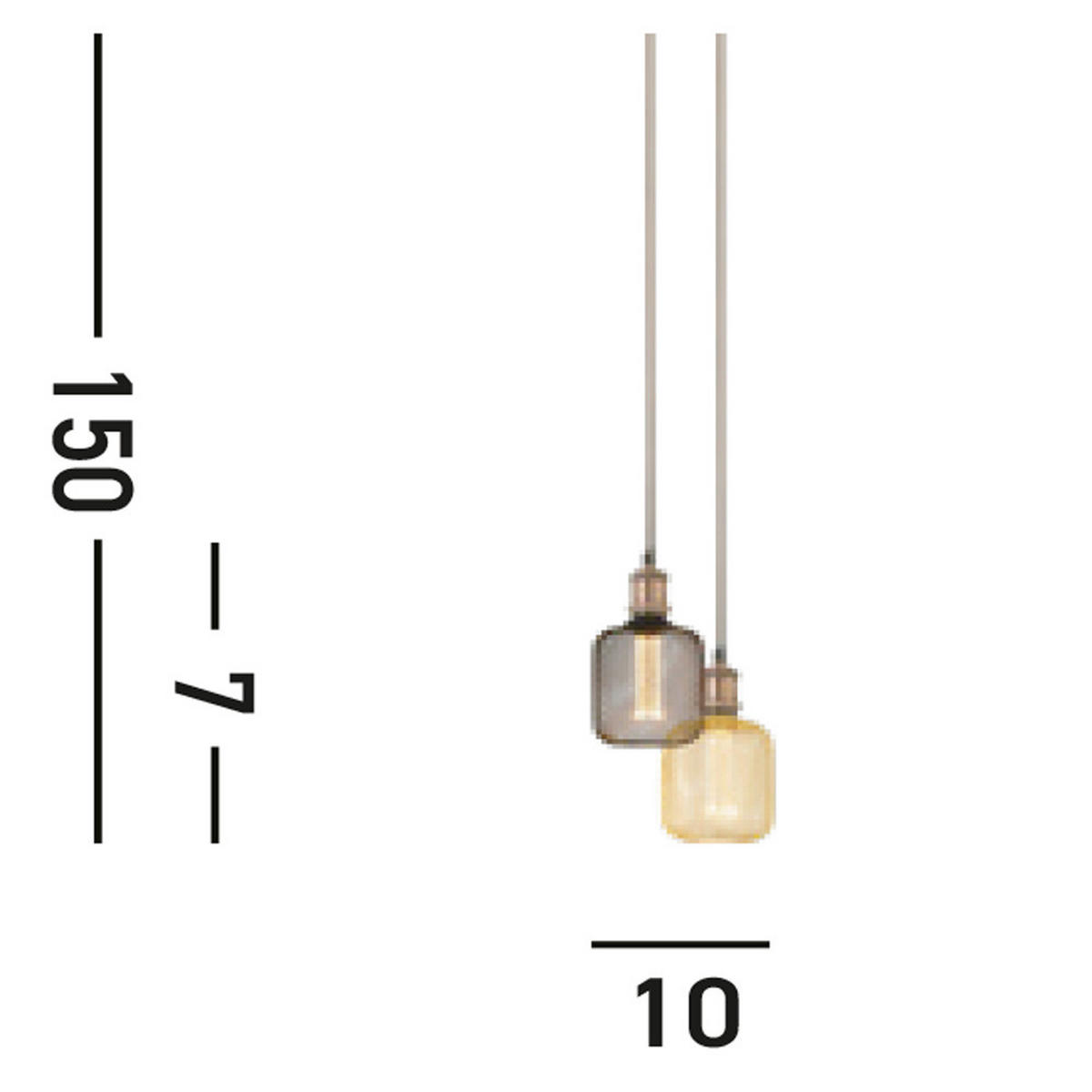PENDELLEUCHTE 9,8/300 cm  - Kupferfarben, KONVENTIONELL, Metall (9,8/300cm)