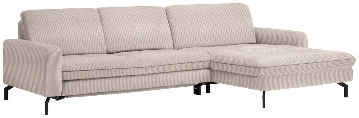 ECKSOFA in Cord Hellbraun  - Hellbraun/Schwarz, Design, Textil/Metall (302/178cm) - Beldomo Style