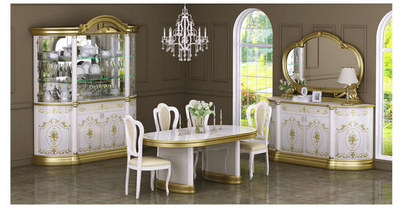 VITRINE in Weiß, Goldfarben - Goldfarben/Weiß, LIFESTYLE, Glas/Holzwerkstoff (76/209/53cm) - Cantus
