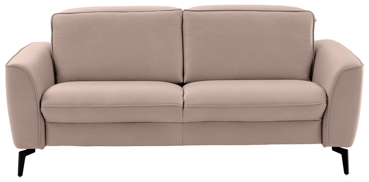 2,5-SITZER in Echtleder Taupe  - Taupe/Schwarz, Natur, Leder/Metall (194/81/110cm) - Valdera
