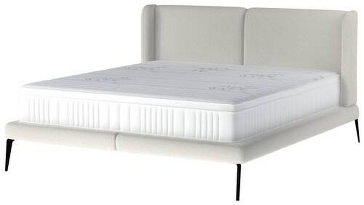 KÁRPITOZOTT ÁGY 180/200 cm  fehér  - fekete/krém, Modern, textil/fém (180/200cm) - Livetastic