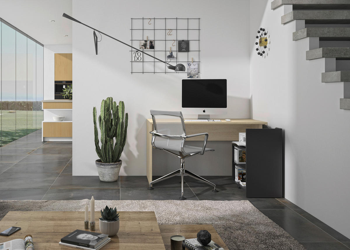 SCHREIBTISCH 136/60/114/75 cm  in Schwarz, Kastanienfarben  - Kastanienfarben/Schwarz, MODERN, Holzwerkstoff/Kunststoff (136/60/114/75cm) - MID.YOU