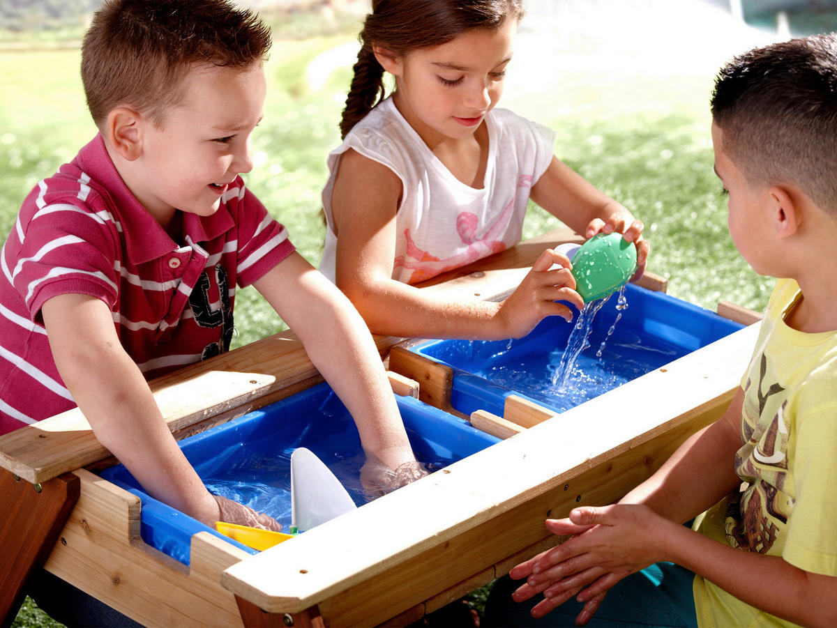SAND- UND WASSERTISCH Holz, Kunststoff Braun  - Blau/Braun, KONVENTIONELL, Holz/Kunststoff (97,7/48,7/95cm) - Ambia Garden