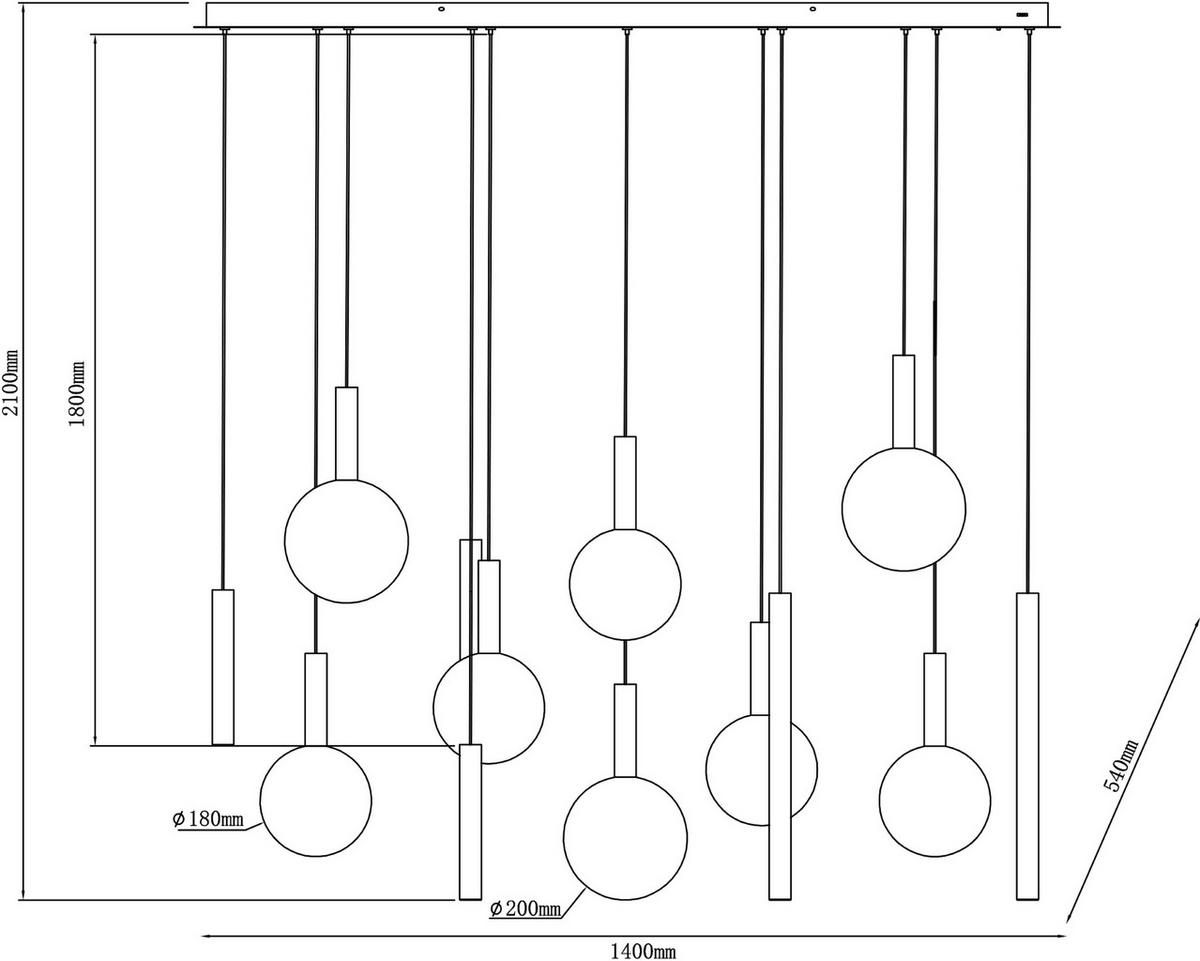 LED-PENDELLEUCHTE 140/54/210 cm    - Design (140/54/210cm) - Lucide