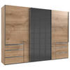 SCHWEBETÜRENSCHRANK in Eichefarben, Grau  - Chromfarben/Eichefarben, Modern, Holzwerkstoff (300/216/65cm) - MID.YOU