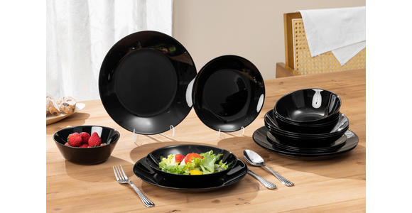 TAFELSERVICE 16-teilig  - Schwarz, Basics, Glas - Boxxx